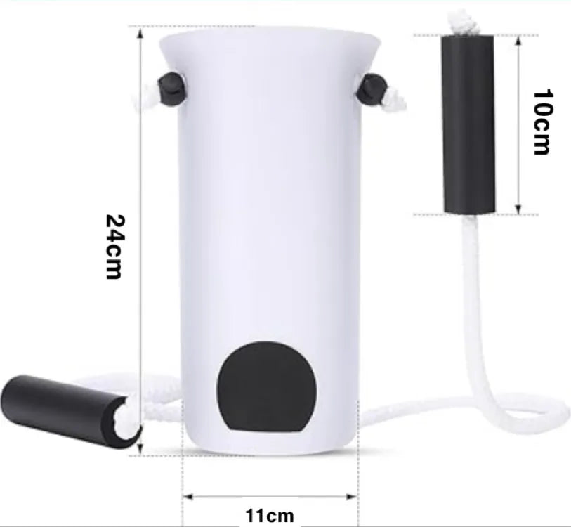 Dimensions de l’aide chaussette Aidélia : 24 cm de hauteur, 11 cm de largeur, poignées de 10 cm
